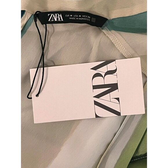 New Zara Satin Striped Back Tie Bow Sleeveless Asymmetric Tunic Blouse Top - Picture 10 of 10